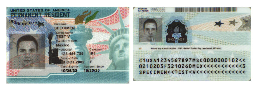 U.S. Permanent Resident Card.